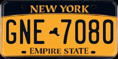 NY license plate GNE7080
