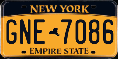 NY license plate GNE7086