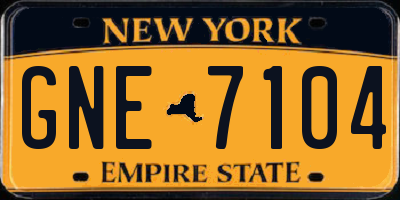 NY license plate GNE7104