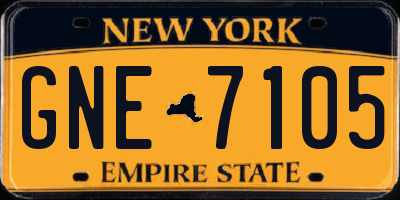 NY license plate GNE7105