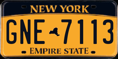 NY license plate GNE7113
