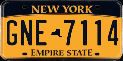 NY license plate GNE7114