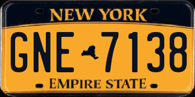 NY license plate GNE7138