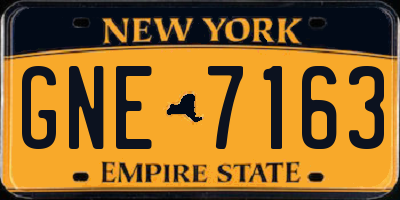 NY license plate GNE7163