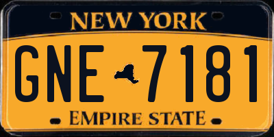 NY license plate GNE7181