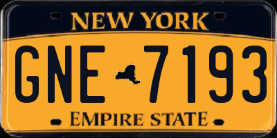 NY license plate GNE7193