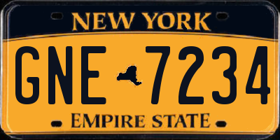NY license plate GNE7234