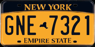 NY license plate GNE7321
