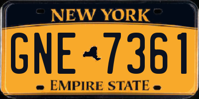 NY license plate GNE7361