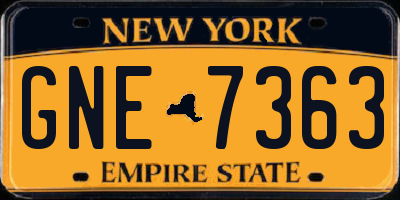 NY license plate GNE7363