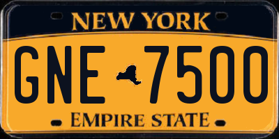 NY license plate GNE7500