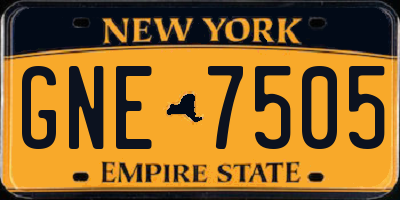 NY license plate GNE7505