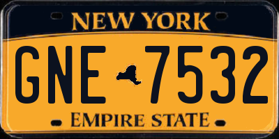 NY license plate GNE7532