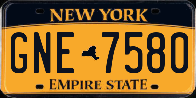 NY license plate GNE7580