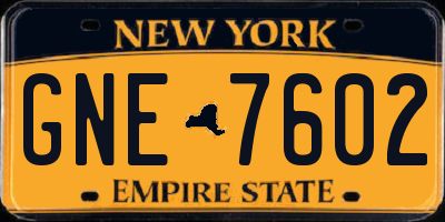 NY license plate GNE7602