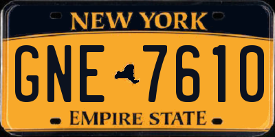 NY license plate GNE7610