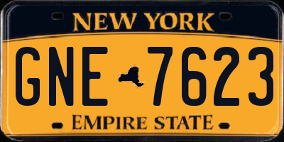 NY license plate GNE7623