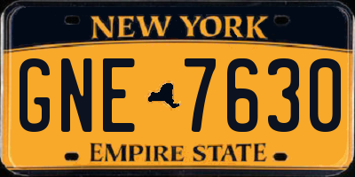 NY license plate GNE7630