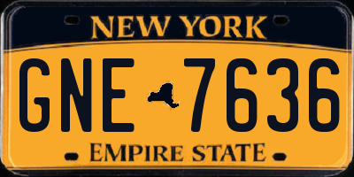 NY license plate GNE7636