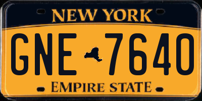 NY license plate GNE7640