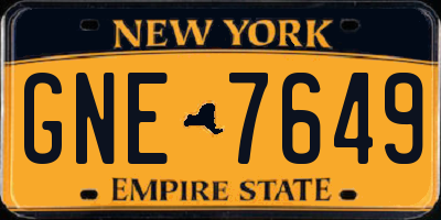 NY license plate GNE7649