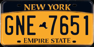 NY license plate GNE7651