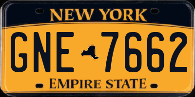 NY license plate GNE7662