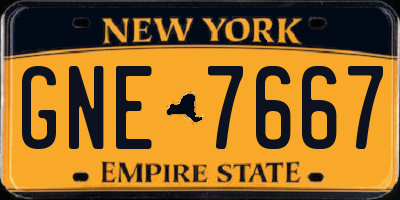 NY license plate GNE7667