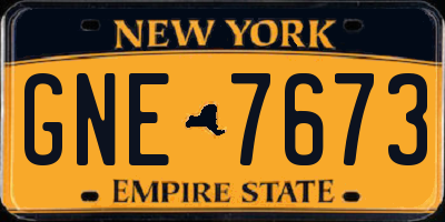 NY license plate GNE7673
