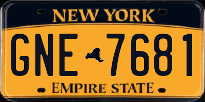 NY license plate GNE7681