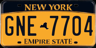 NY license plate GNE7704