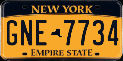 NY license plate GNE7734