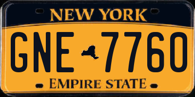 NY license plate GNE7760