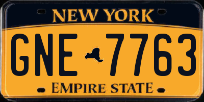 NY license plate GNE7763