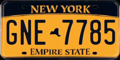 NY license plate GNE7785