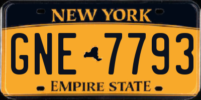 NY license plate GNE7793