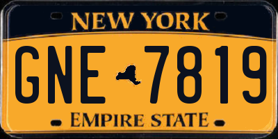 NY license plate GNE7819