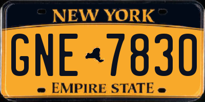 NY license plate GNE7830