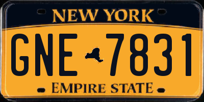 NY license plate GNE7831