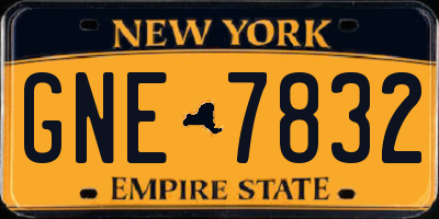 NY license plate GNE7832