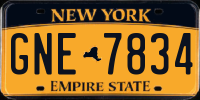 NY license plate GNE7834