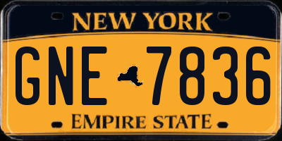 NY license plate GNE7836