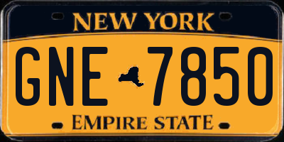NY license plate GNE7850
