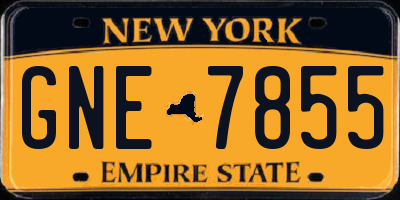 NY license plate GNE7855