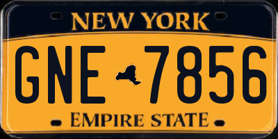 NY license plate GNE7856