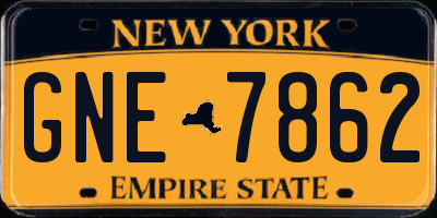 NY license plate GNE7862