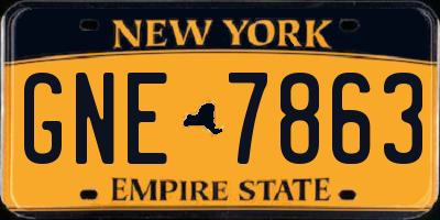NY license plate GNE7863