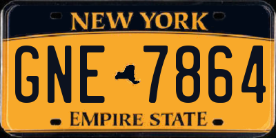 NY license plate GNE7864