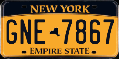 NY license plate GNE7867