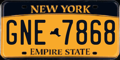 NY license plate GNE7868